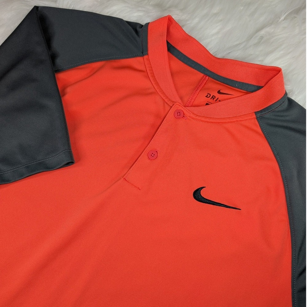 Nike Polo Shirt Men XL Peach Gray Dri-FIT Blade Collar Momentum Golf